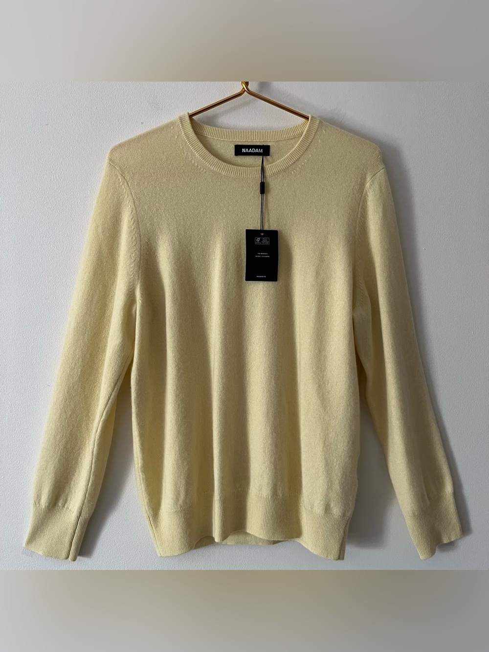 NAADAM NWT Women’s Butter Yellow 100% Cashmere Soft Cozy Crewneck Sweater L